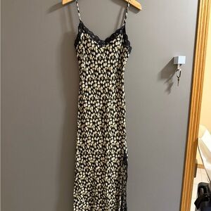 Blu Pepper Black and Cream Floral Slip Dress